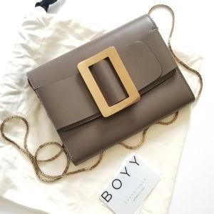 Mint BOYY Buckle Leather Crossbody Bag Khaki brown